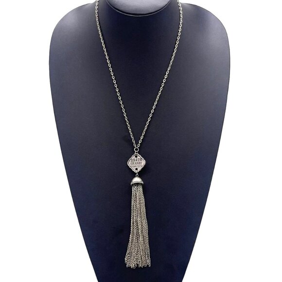 N/A Jewelry - 23478 Granby Conn 1927 Tassel Pendant Chain Necklace Silver Tone Retro Artisan